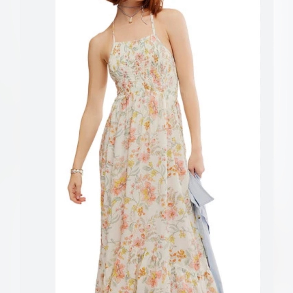 Free People Cream Floral Maxi Dress